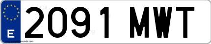 Ejemplo de matrícula española 2091 MWT