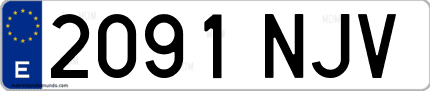 Ejemplo de matrícula de coche ordinaria 2091 NJV