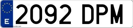 Ejemplo de matrícula española 2092 DPM