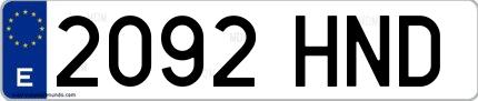 Ejemplo de matrícula española 2092 HND