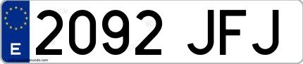 Ejemplo de matrícula española 2092 JFJ