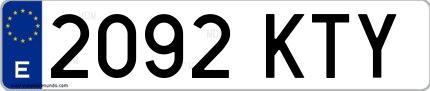 Ejemplo de matrícula española 2092 KTY