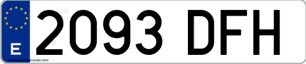 Ejemplo de matrícula de coche ordinaria 2093 DFH