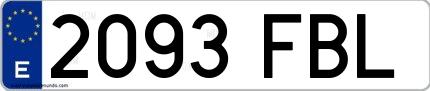 Ejemplo de matrícula española 2093 FBL