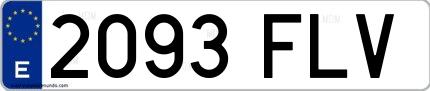 Ejemplo de matrícula española 2093 FLV