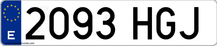 Ejemplo de matrícula de coche ordinaria 2093 HGJ