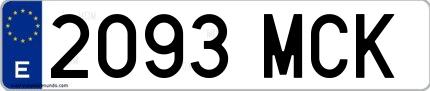 Ejemplo de matrícula española 2093 MCK
