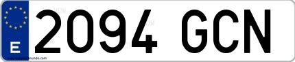 Ejemplo de matrícula española 2094 GCN