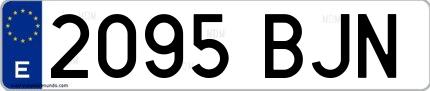 Ejemplo de matrícula española 2095 BJN