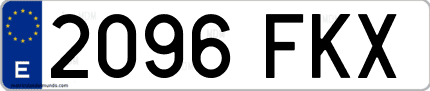Ejemplo de matrícula de coche ordinaria 2096 FKX