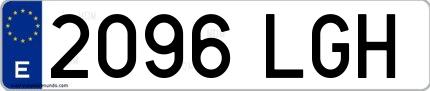 Ejemplo de matrícula española 2096 LGH
