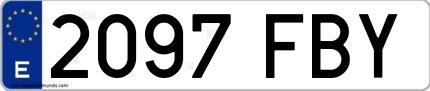 Ejemplo de matrícula española 2097 FBY