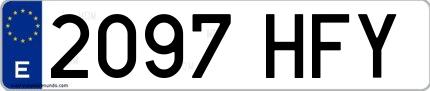 Ejemplo de matrícula española 2097 HFY