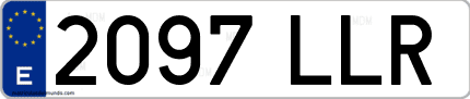 Ejemplo de matrícula de coche ordinaria 2097 LLR