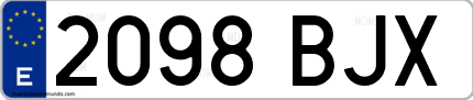 Ejemplo de matrícula de coche ordinaria 2098 BJX