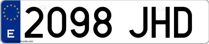 Ejemplo de matrícula española 2098 JHD