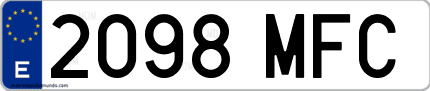 Ejemplo de matrícula de coche ordinaria 2098 MFC