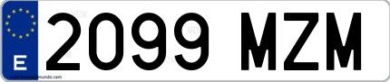 Ejemplo de matrícula española 2099 MZM