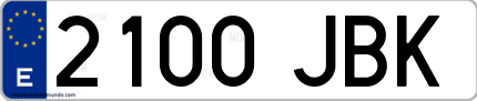 Ejemplo de matrícula de coche ordinaria 2100 JBK