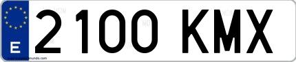 Ejemplo de matrícula española 2100 KMX
