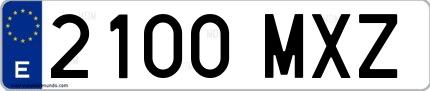 Ejemplo de matrícula española 2100 MXZ
