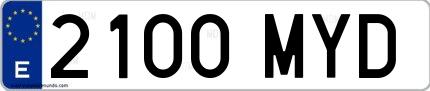 Ejemplo de matrícula española 2100 MYD