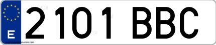 Ejemplo de matrícula española 2101 BBC
