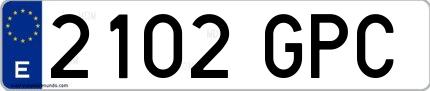 Ejemplo de matrícula española 2102 GPC