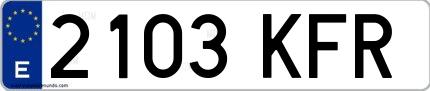 Ejemplo de matrícula española 2103 KFR