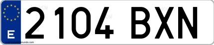 Ejemplo de matrícula española 2104 BXN