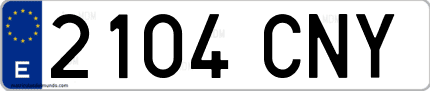 Ejemplo de matrícula de coche ordinaria 2104 CNY