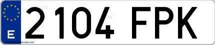 Ejemplo de matrícula española 2104 FPK