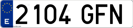 Ejemplo de matrícula de coche ordinaria 2104 GFN