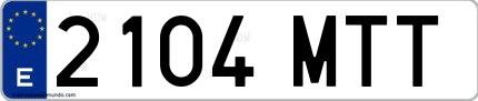 Ejemplo de matrícula española 2104 MTT