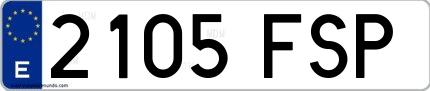 Ejemplo de matrícula española 2105 FSP