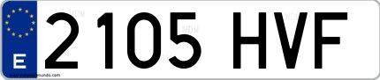 Ejemplo de matrícula española 2105 HVF