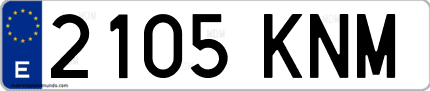 Ejemplo de matrícula de coche ordinaria 2105 KNM
