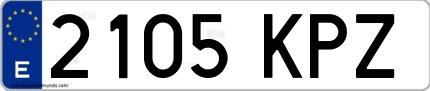 Ejemplo de matrícula española 2105 KPZ