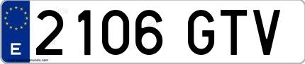 Ejemplo de matrícula española 2106 GTV