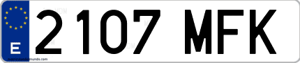 Ejemplo de matrícula de coche ordinaria 2107 MFK
