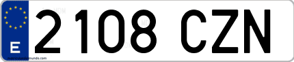 Ejemplo de matrícula de coche ordinaria 2108 CZN