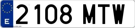 Ejemplo de matrícula española 2108 MTW