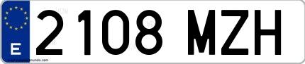 Ejemplo de matrícula española 2108 MZH