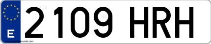 Ejemplo de matrícula española 2109 HRH