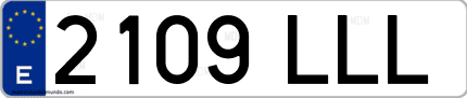 Ejemplo de matrícula de coche ordinaria 2109 LLL
