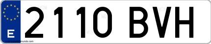 Ejemplo de matrícula española 2110 BVH