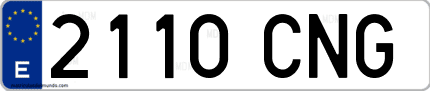 Ejemplo de matrícula de coche ordinaria 2110 CNG