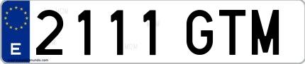 Ejemplo de matrícula española 2111 GTM