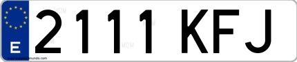 Ejemplo de matrícula española 2111 KFJ