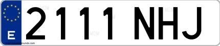 Ejemplo de matrícula española 2111 NHJ
